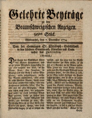 Braunschweigische Anzeigen Mittwoch 7. Dezember 1774