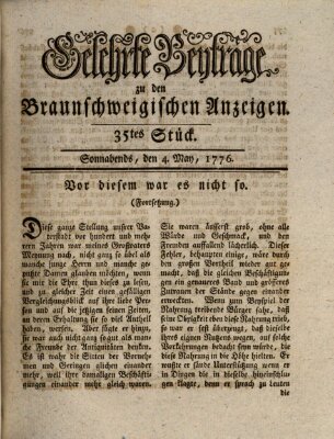 Braunschweigische Anzeigen Samstag 4. Mai 1776