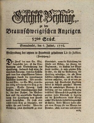 Braunschweigische Anzeigen Samstag 6. Juli 1776