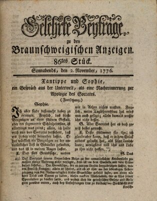 Braunschweigische Anzeigen Samstag 2. November 1776