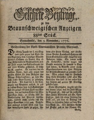 Braunschweigische Anzeigen Samstag 9. November 1776