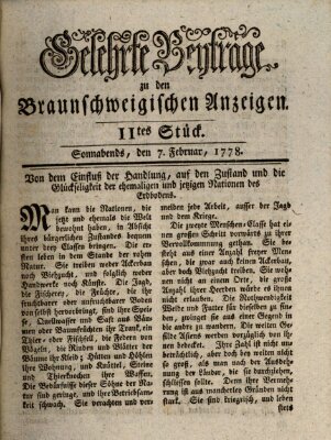 Braunschweigische Anzeigen Samstag 7. Februar 1778