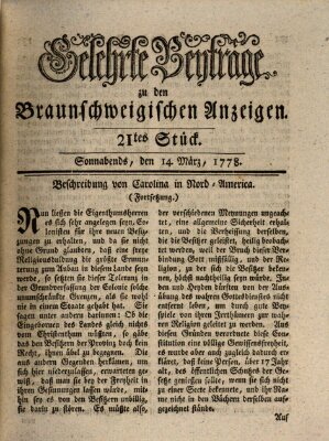 Braunschweigische Anzeigen Samstag 14. März 1778