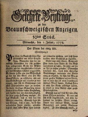 Braunschweigische Anzeigen Mittwoch 1. Juli 1778