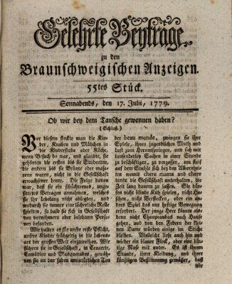 Braunschweigische Anzeigen Samstag 17. Juli 1779
