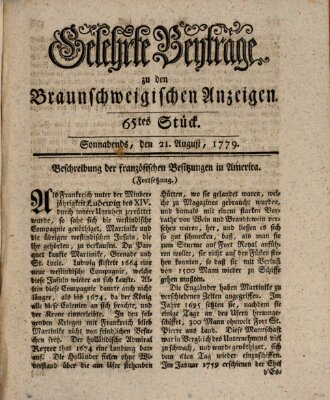 Braunschweigische Anzeigen Samstag 21. August 1779
