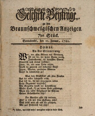Braunschweigische Anzeigen Samstag 22. Januar 1780