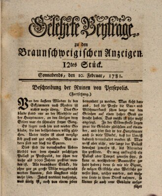 Braunschweigische Anzeigen Samstag 10. Februar 1781