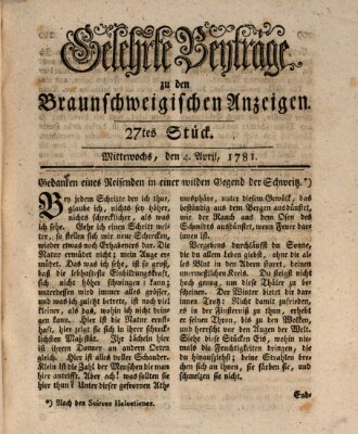 Braunschweigische Anzeigen Mittwoch 4. April 1781