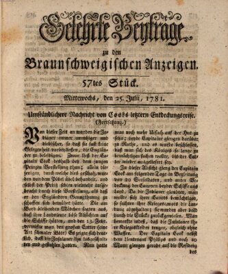 Braunschweigische Anzeigen Mittwoch 25. Juli 1781