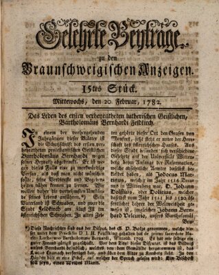 Braunschweigische Anzeigen Mittwoch 20. Februar 1782