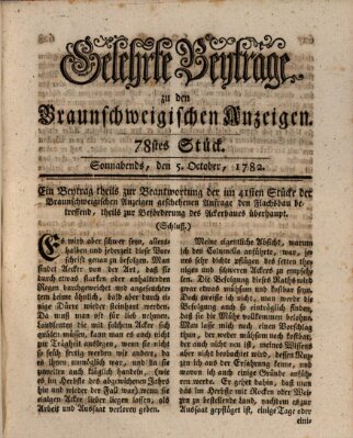 Braunschweigische Anzeigen Samstag 5. Oktober 1782