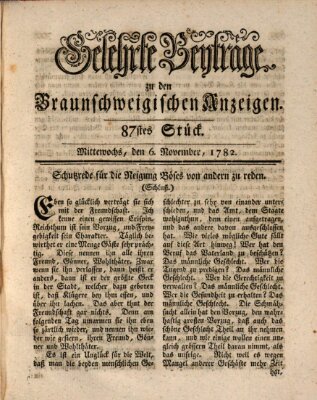 Braunschweigische Anzeigen Mittwoch 6. November 1782