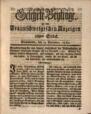 Braunschweigische Anzeigen Samstag 14. Dezember 1782