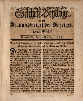 Braunschweigische Anzeigen Samstag 22. Februar 1783