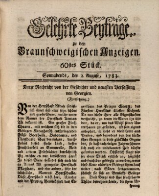 Braunschweigische Anzeigen Samstag 2. August 1783