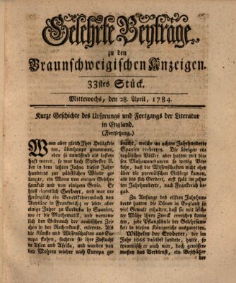 Braunschweigische Anzeigen Mittwoch 28. April 1784