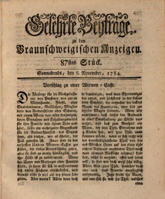 Braunschweigische Anzeigen Samstag 6. November 1784