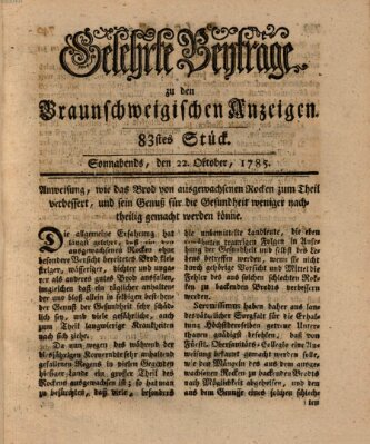 Braunschweigische Anzeigen Samstag 22. Oktober 1785