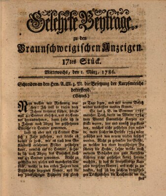 Braunschweigische Anzeigen Mittwoch 1. März 1786