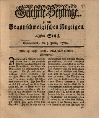 Braunschweigische Anzeigen Samstag 3. Juni 1786