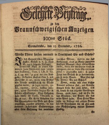 Braunschweigische Anzeigen Samstag 23. Dezember 1786