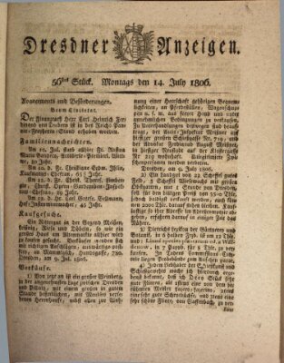 Dresdner Anzeigen Montag 14. Juli 1806
