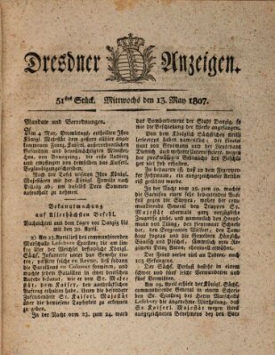 Dresdner Anzeigen Mittwoch 13. Mai 1807