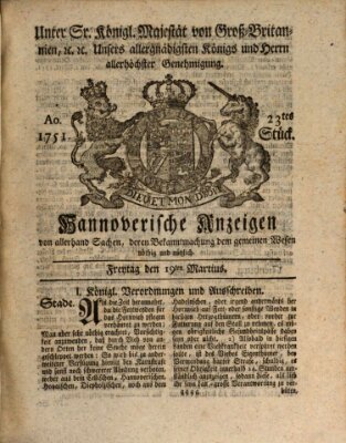 Hannoversche Anzeigen Freitag 19. März 1751