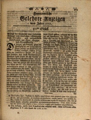 Hannoverische gelehrte Anzeigen (Hannoversche Anzeigen) Montag 11. Oktober 1751