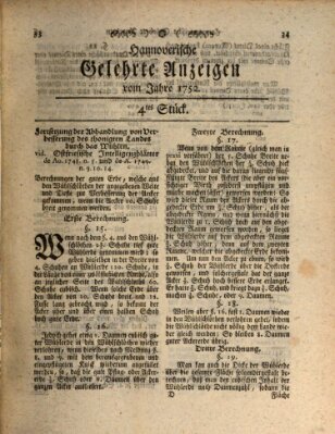 Hannoverische gelehrte Anzeigen (Hannoversche Anzeigen) Freitag 14. Januar 1752