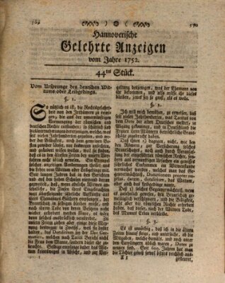 Hannoverische gelehrte Anzeigen (Hannoversche Anzeigen) Freitag 2. Juni 1752