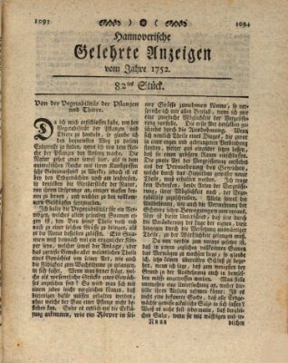 Hannoverische gelehrte Anzeigen (Hannoversche Anzeigen) Freitag 13. Oktober 1752