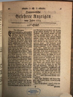 Hannoverische gelehrte Anzeigen (Hannoversche Anzeigen) Freitag 2. Februar 1753