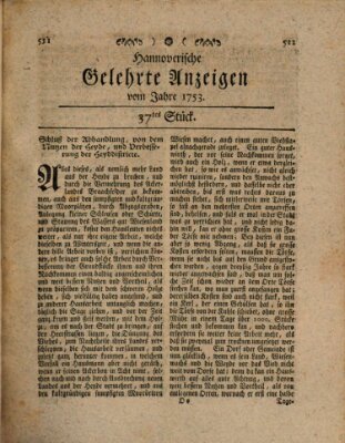 Hannoverische gelehrte Anzeigen (Hannoversche Anzeigen) Montag 7. Mai 1753