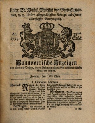 Hannoversche Anzeigen Freitag 11. Mai 1753
