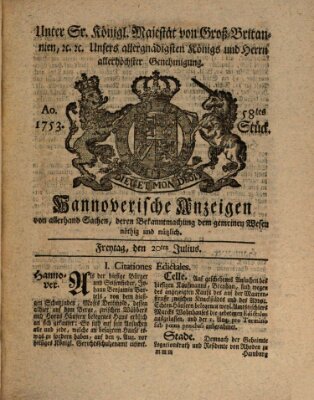 Hannoversche Anzeigen Freitag 20. Juli 1753