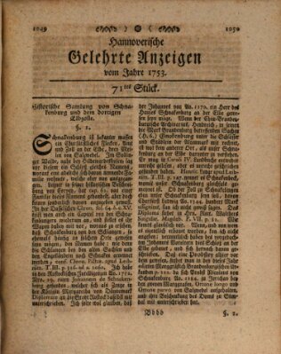 Hannoverische gelehrte Anzeigen (Hannoversche Anzeigen) Montag 3. September 1753