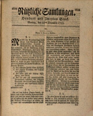 Nützliche Samlungen (Hannoversche Anzeigen) Montag 22. Dezember 1755