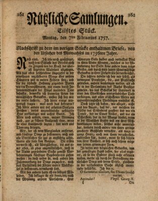 Nützliche Samlungen (Hannoversche Anzeigen) Montag 7. Februar 1757