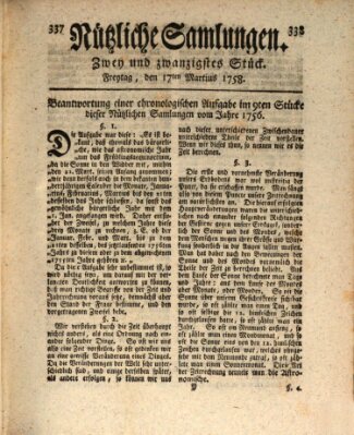 Nützliche Samlungen (Hannoversche Anzeigen) Freitag 17. März 1758