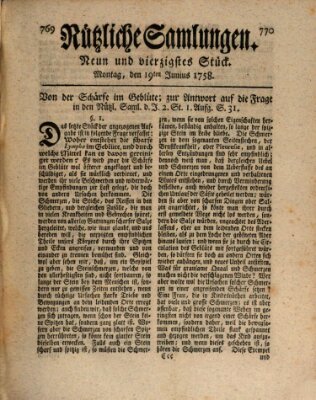 Nützliche Samlungen (Hannoversche Anzeigen) Montag 19. Juni 1758