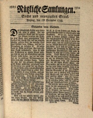 Nützliche Samlungen (Hannoversche Anzeigen) Freitag 1. Dezember 1758
