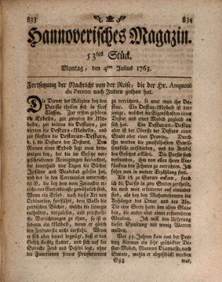 Hannoverisches Magazin (Hannoversche Anzeigen) Montag 4. Juli 1763