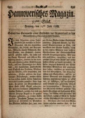 Hannoverisches Magazin (Hannoversche Anzeigen) Freitag 15. Juli 1768