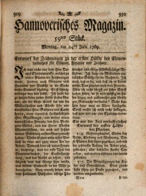 Hannoverisches Magazin (Hannoversche Anzeigen) Montag 24. Juli 1769