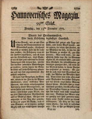 Hannoverisches Magazin (Hannoversche Anzeigen) Freitag 13. Dezember 1771