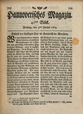 Hannoverisches Magazin (Hannoversche Anzeigen) Freitag 4. Juni 1773