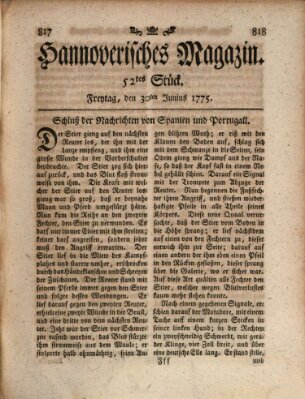 Hannoverisches Magazin (Hannoversche Anzeigen) Freitag 30. Juni 1775