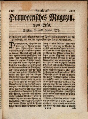 Hannoverisches Magazin (Hannoversche Anzeigen) Sonntag 22. Oktober 1775